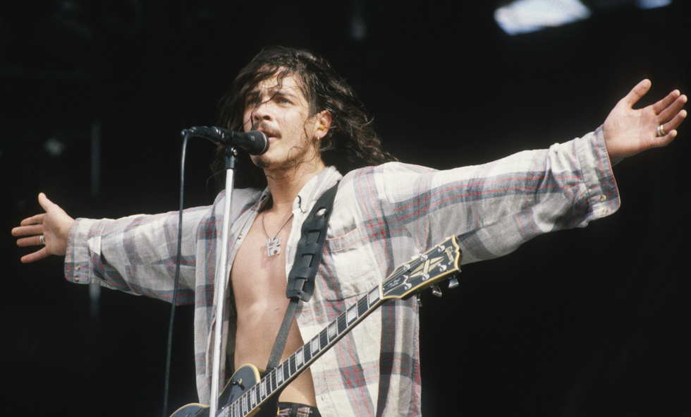 Chris Cornell and Soundgarden perform at Feyenoord Stadium, in Rotterdam, The Netherlands, in June 1992.