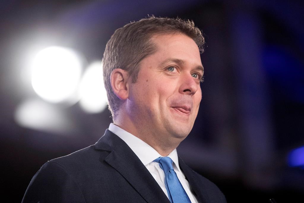 Federal Conservative Leader Andrew Scheer addresses the Ontario PC Convention in Toronto on Saturday, November 17, 2018.