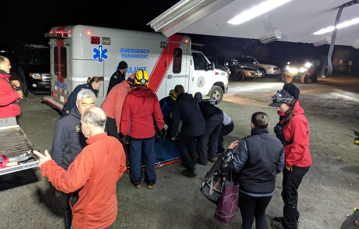 Two hikers were helped off Burke Mountain last night after one suffered a lower limb injury.