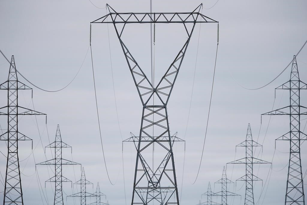 Manitoba Hydro power lines are photographed just outside Winnipeg.