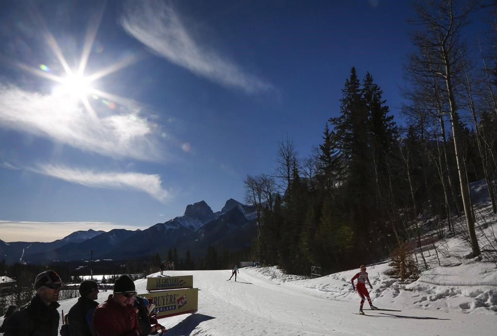 Skiers compete during World Cup cross country skiing women's 10km event in Canmore, Alta., Friday, March 11, 2016. The mayor of Canmore says he's disappointed that Calgary's bid for the 2026 Olympic and Paralympic Winter Games was rejected by Calgarians. THE CANADIAN PRESS/Jeff McIntosh.