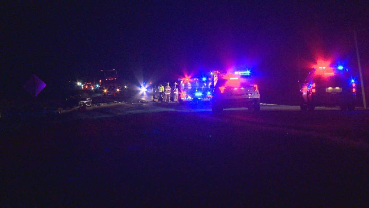 Two people have been killed in a highway collision involving four vehicles just south of Regina.