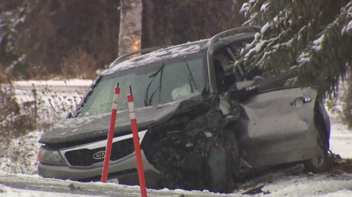 One of the vehicles involved in the fatal collision in Scugog Friday afternoon.