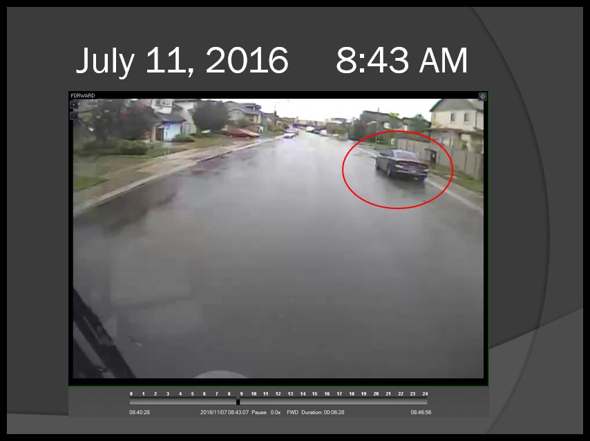 A picture shown to court Thursday, Nov. 29, 2018 shows a Dodge Charger parked at 521 Panatella Blvd at 8:43 a.m. July 11, 2016.