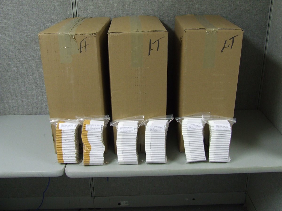 Three of the 30 boxes of illegal cigarettes that were seized by Service Nova Scotia on Nov. 28.