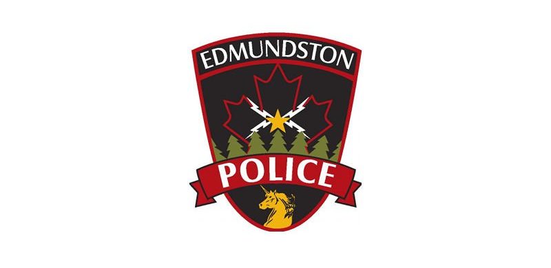 An Edmundston Police Force badge is pictured.