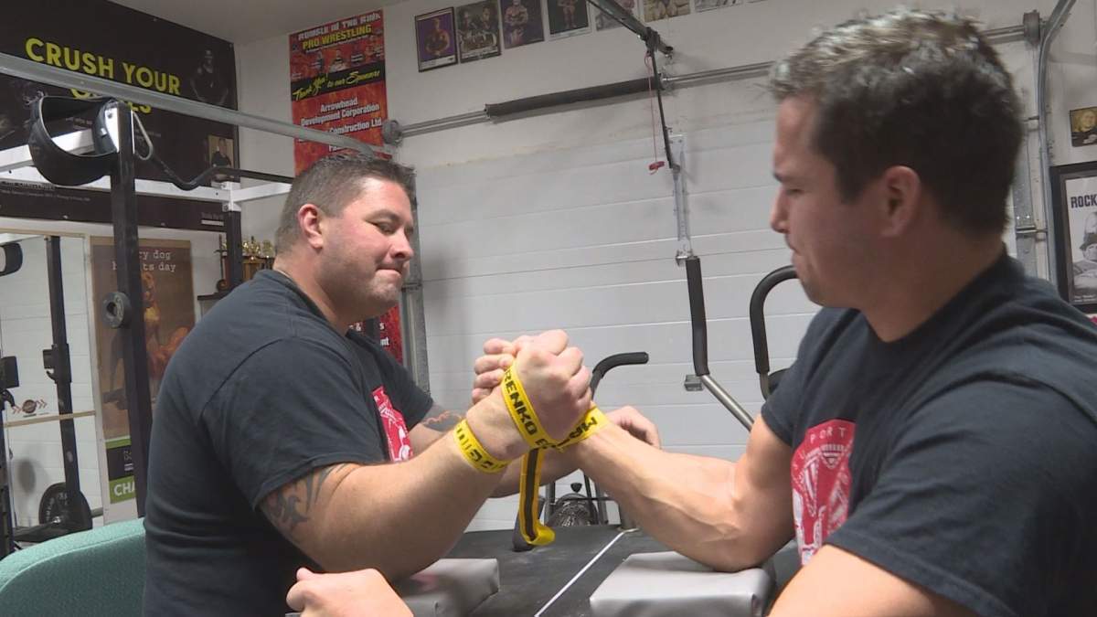 Espey training in his gym.