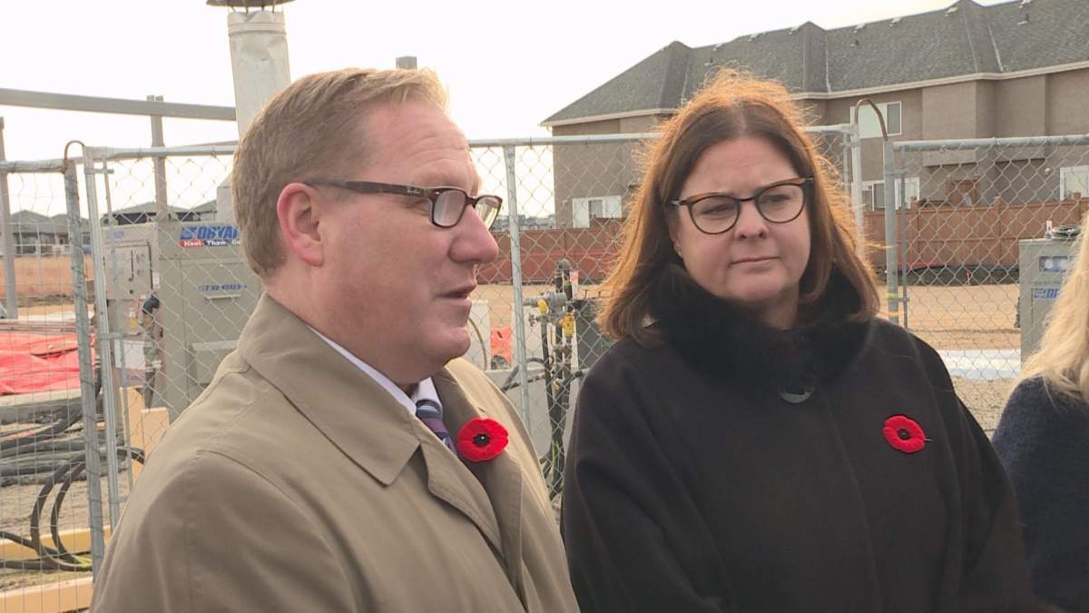 Finance minister Scott Fielding and Families minister Heather Stefanson speak about the child care centre development tax credit.