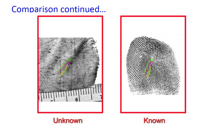 A slide shown to court Friday, Nov. 30, 2018 shows the best print police found.