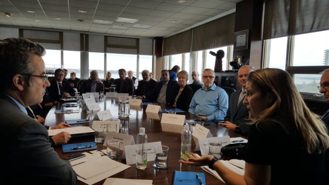 Foreign Affairs Minister Chrystia Freeland took part in a roundtable discussion with business leaders in Hamilton on Thursday.