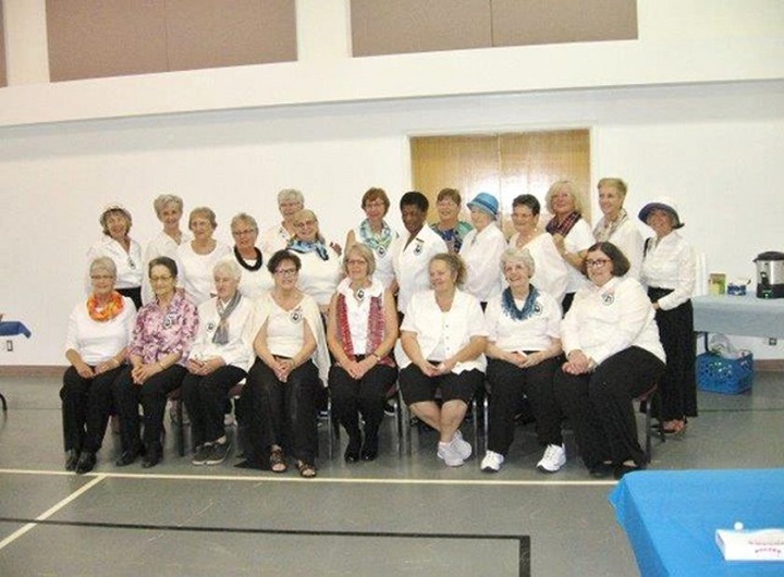 The Eastside Grannies gather for a group picture.