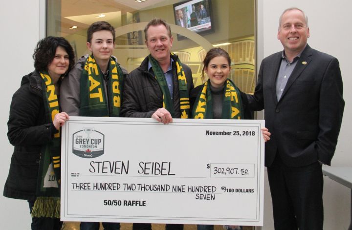 Steven Seibel was the winner of the record-setting $302,907.50 Grey Cup 50/50 prize.