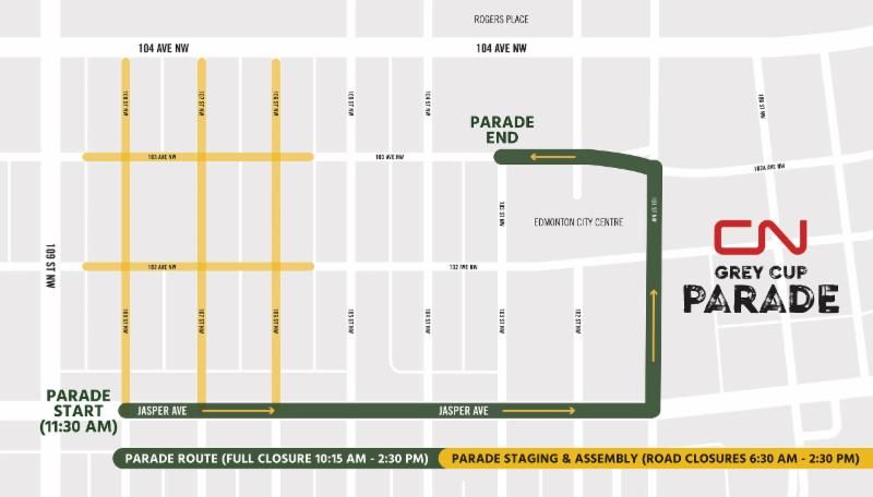 Road closures begin Wednesday ahead of Grey Cup Festival in Edmonton ...