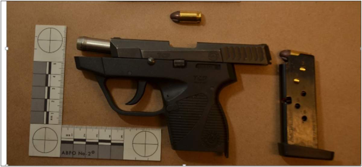 The gun used by a man, who was shot and killed by police, at Northumberland Hills Hospital in October 2017.