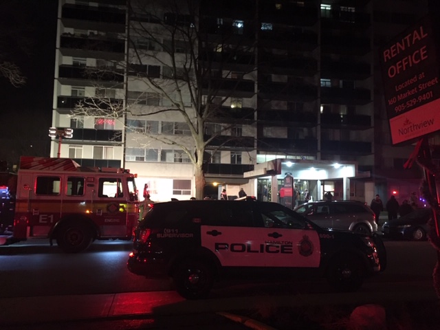 One person has been pronounced dead at the scene of an apartment fire in downtown Hamilton. 