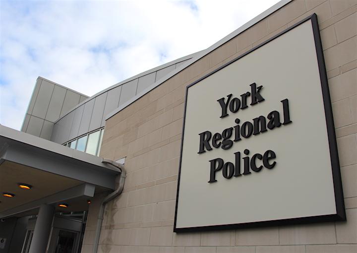 An exterior sign at York Regional Police's Richmond Hill station.