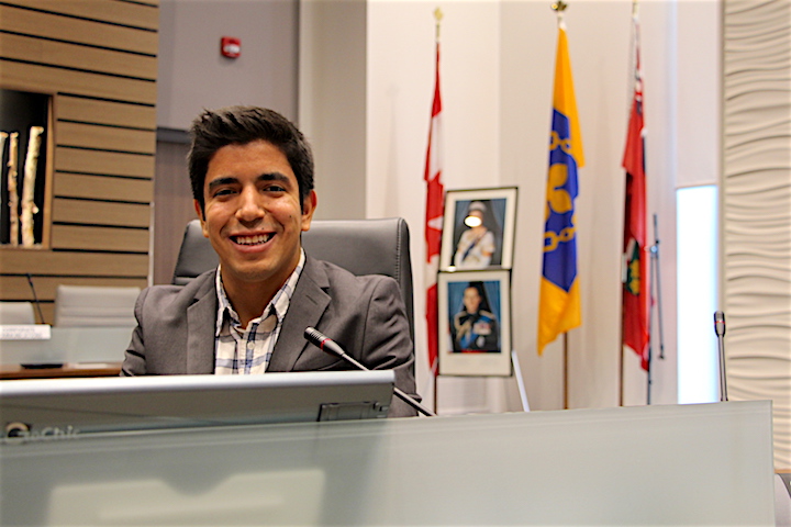 Cam Galindo is seen inside the Hamilton-Wentworth District School Board’s headquarters.
