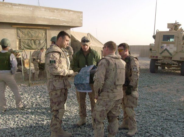 Jonathan Snyder, centre, is shown in Afghanistan in this photo from 2008.