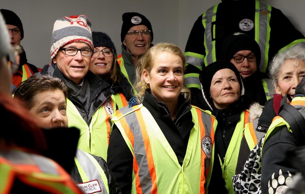 Governor General Julie Payette meets with members of the Bear Clan Patrol in Winnipeg on Monday, Nov. 26, 2018.