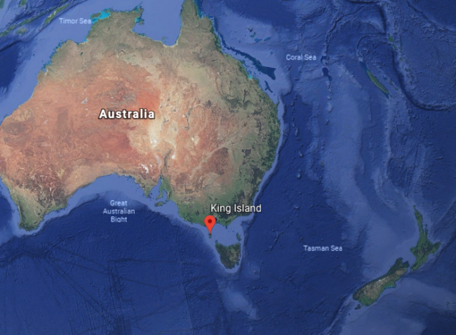 Map showing the location of King Island.