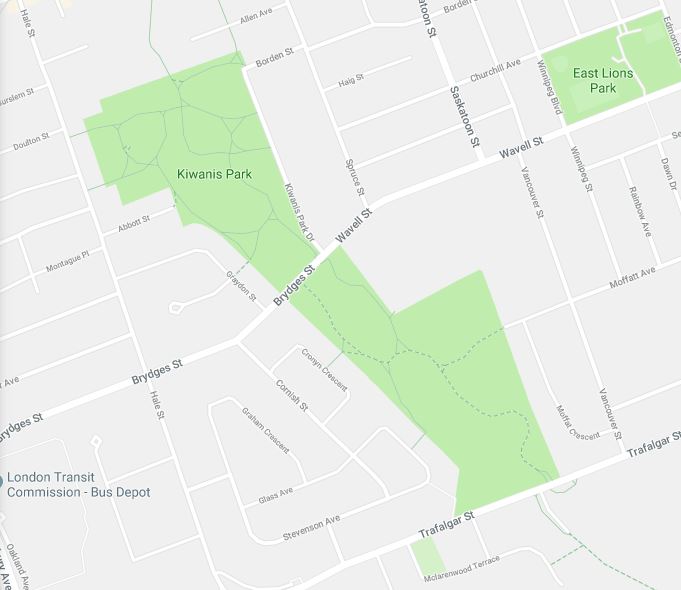 London police say the victim was running in Kiwanis Park, near Trafalgar Street.