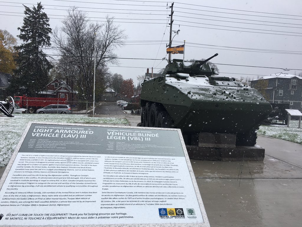 London's new LAV III monument is unveiled on Friday, Nov. 9, 2018 at the Royal Canadian Regiment Museum on Oxford Street. 