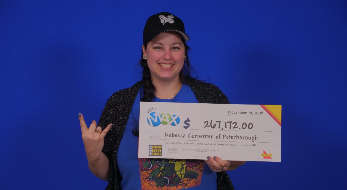 Rebecca Carpenter of Peterborough claimed more than $267,000 in the Nov. 9 Lotto Max draw. 