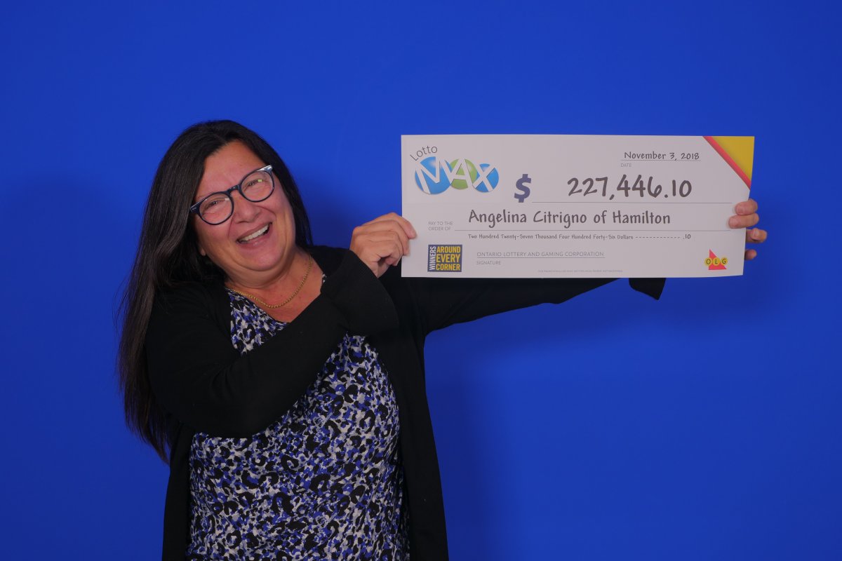 Angelina Citrigno won $227,446.10 in the October 5, 2018 LOTTO MAX draw.