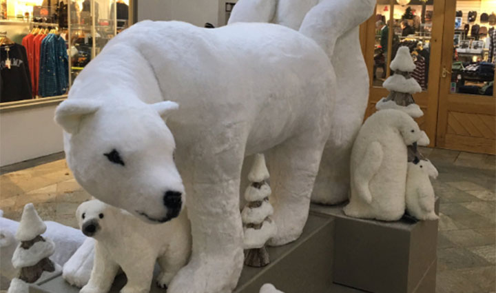 Shoppers at Tynwald Mills in Isle of Man were surprised to see the mall’s display had been arranged to show the polar bears going full-on National Geographic putting the X(rated) in Xmas.