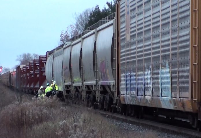 A man was struck by a train near Port Hope on Sunday afternoon.