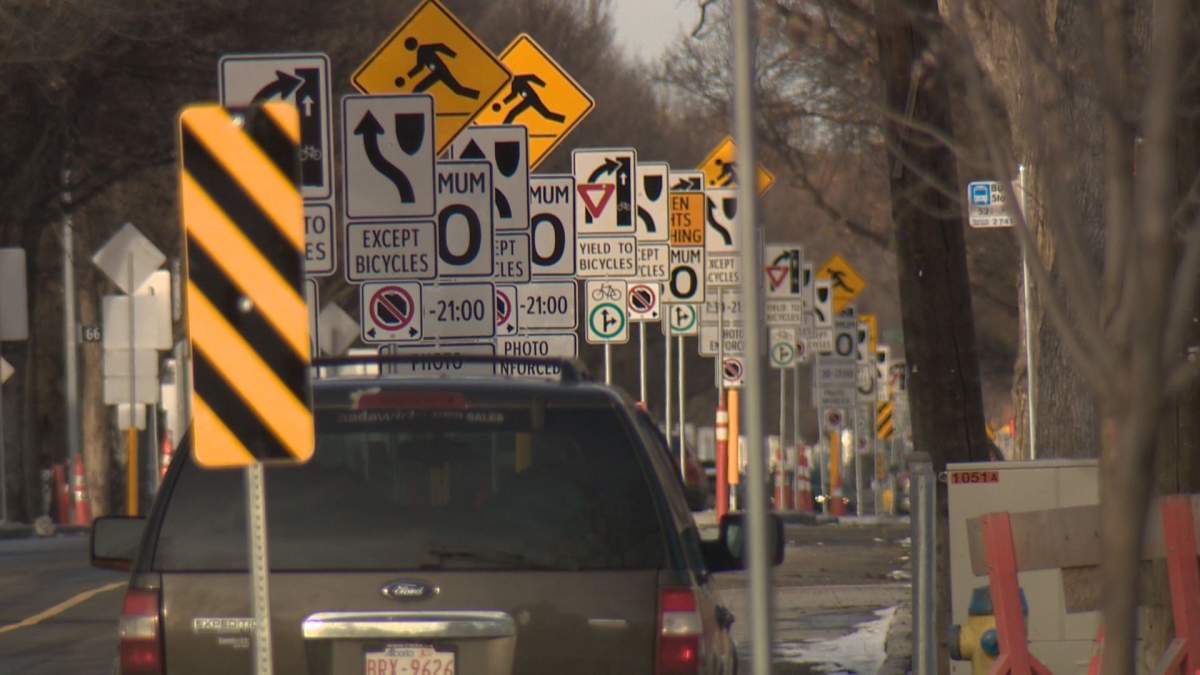 An influx of road signs in south Edmonton along 106 Street at 61 Avenue. Nov. 14, 2018.