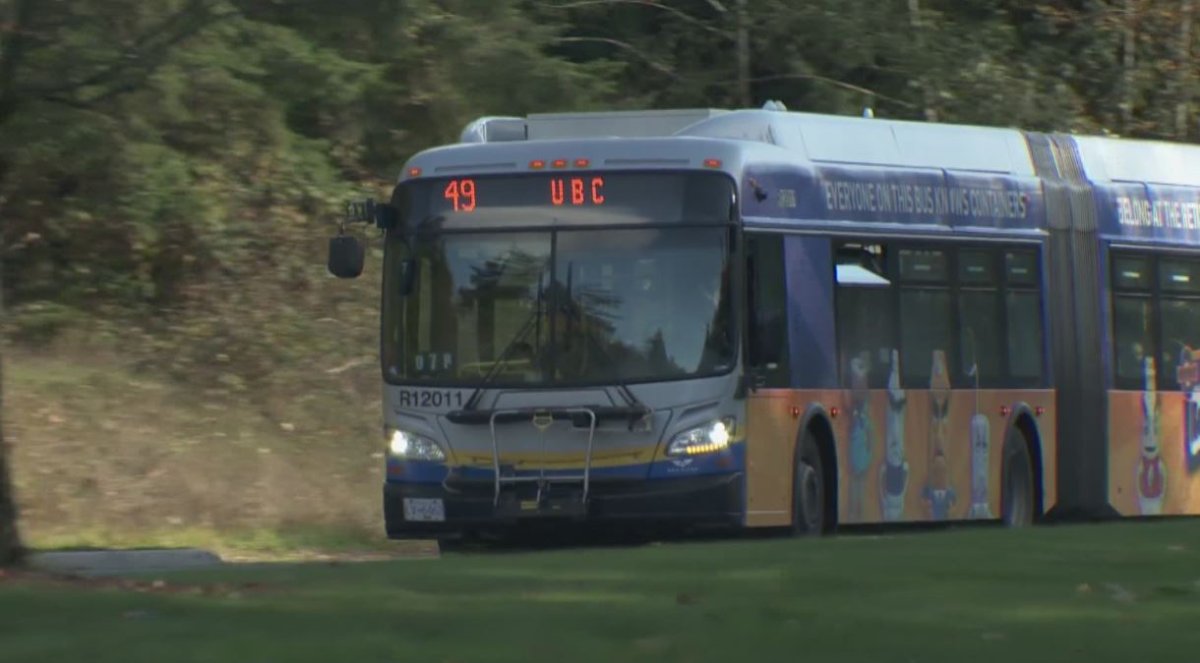 A TransLink bus travels along  Southwest Marine Drive on Sunday.