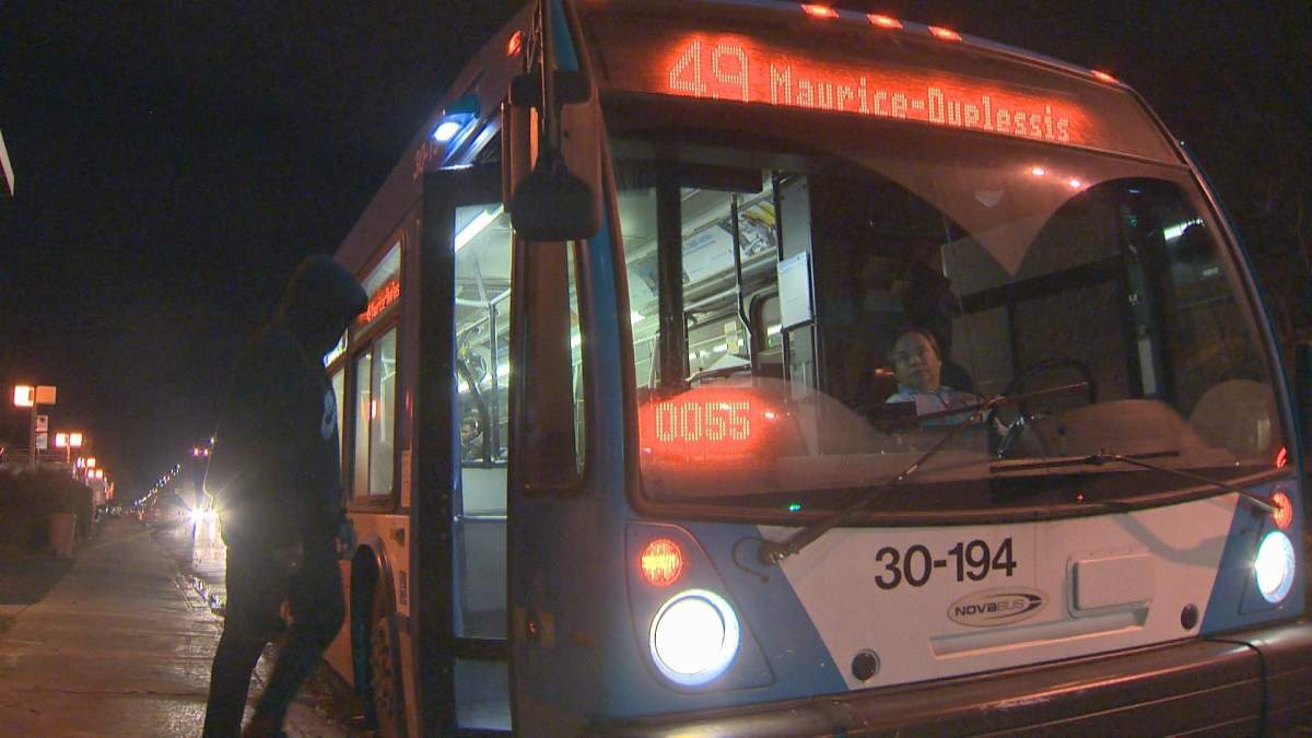 A bus runs along Maurice-Duplessis Boulevard in Rivière-des-Prairies, on Wednesday, Nov. 7, 2018.