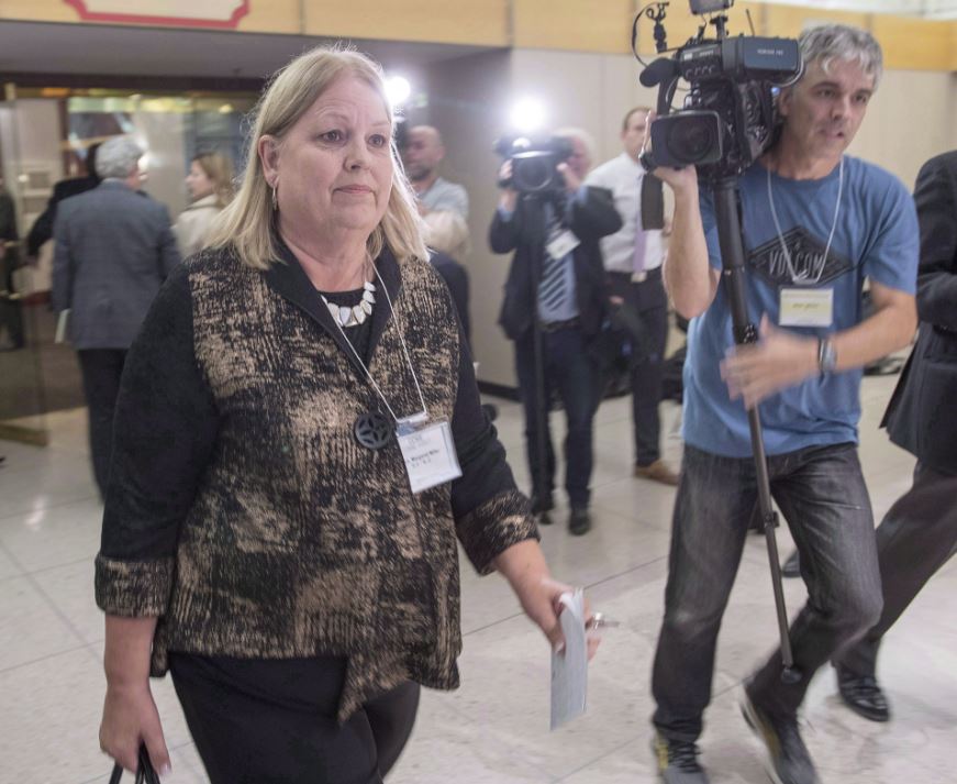 Nova Scotia Environment Minister Margaret Miller leaves a meeting with her federal and provincial counterparts in Montreal on October 3, 2016. 