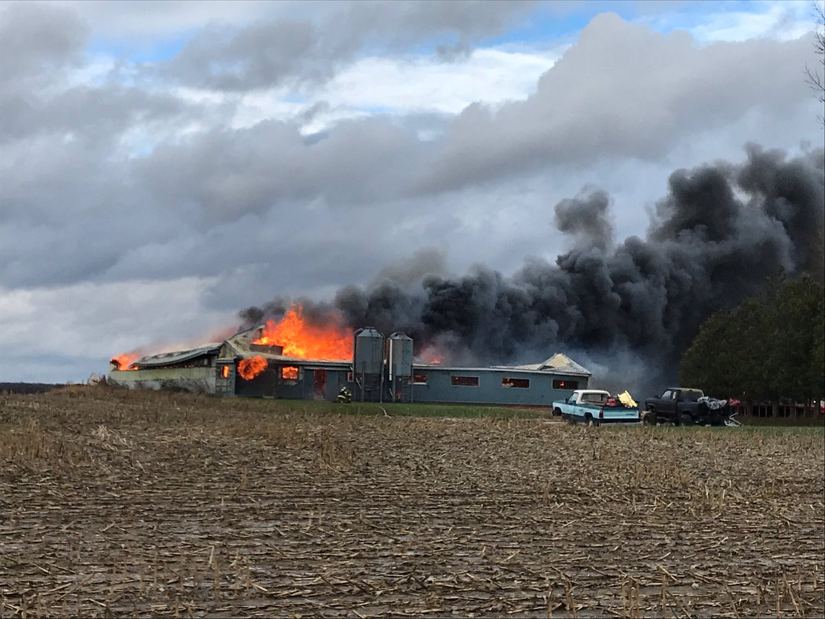 Fire officials said the barn was fully engulfed in flames by the time crews arrived on scene at around 2 p.m. on Tuesday.