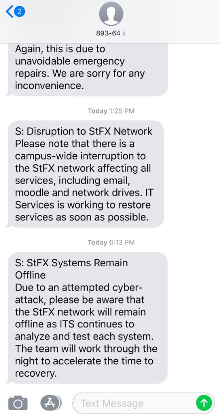 An alert sent to St. Francis Xavier University students says the school is addressing an attempted cyberattack.