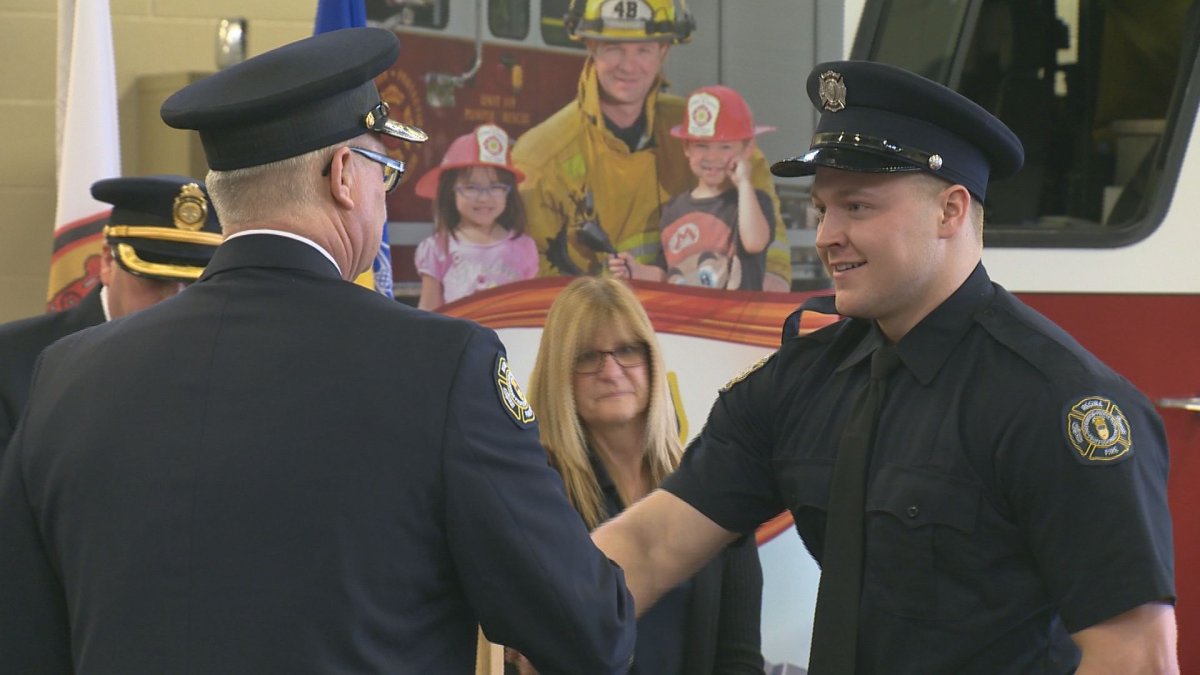 The moment was very special for new recruit Austin Brown. He received his hat from his dad who is a captain with the fire department.