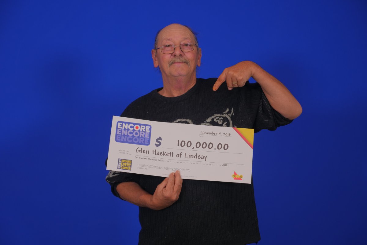 Glen Haskett of Lindsay won $100,000 in the Oct. 19 Lotto Max Encore draw.