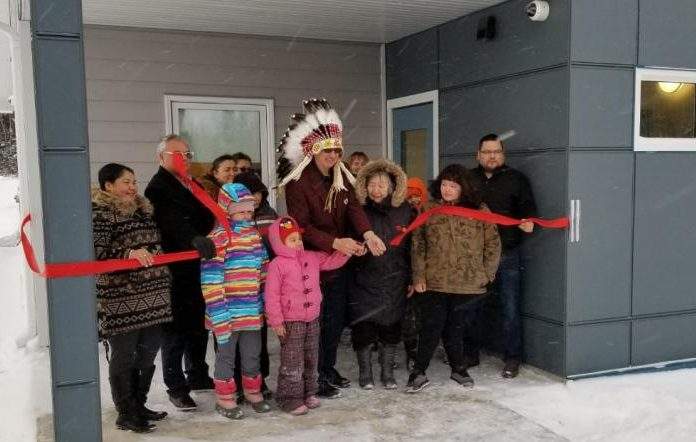 The ribbon cutting ceremony at the new shelter.