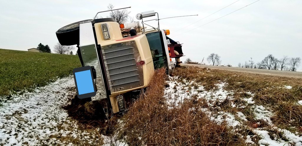 Wellington County OPP say the driver of a truck reportedly had swerve to avoid a deer and ended up in the ditch on Monday morning.