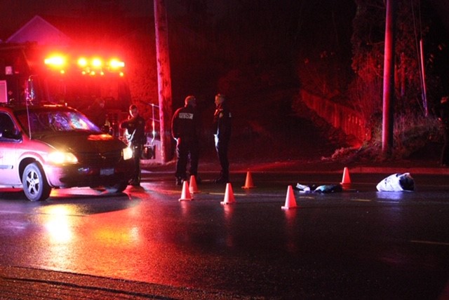 A pedestrian was struck in Mission on a rainy Sunday night.