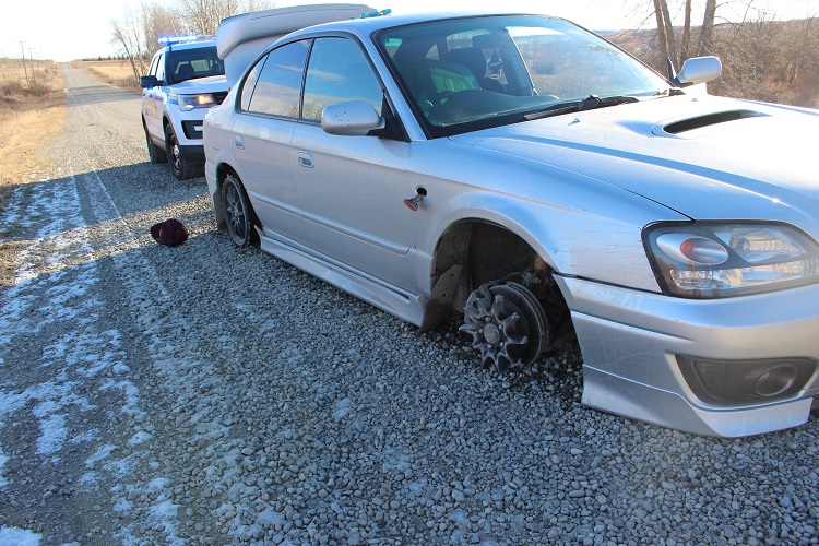 RCMP near Okotoks, Alta., stopped a silver car after a brief pursuit.