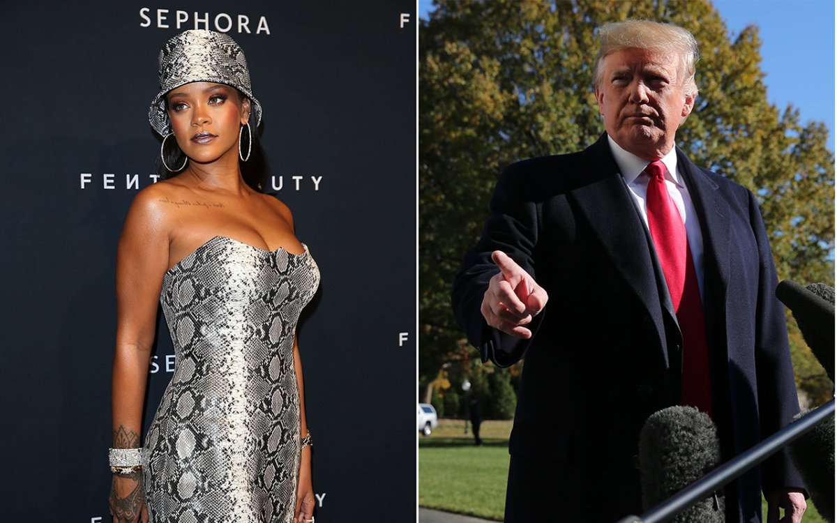(L-R): Rihanna and U.S. President Donald Trump.