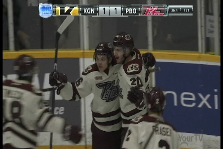 Nick Robertson had three goals and two assists as the Peterborough Petes thumped the Kingston Frontenacs 8-2.