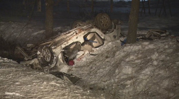 Two people are dead after a single vehicle crash in Shefford, 90 kilometres east of Montreal. Friday, Nov. 24, 2018.