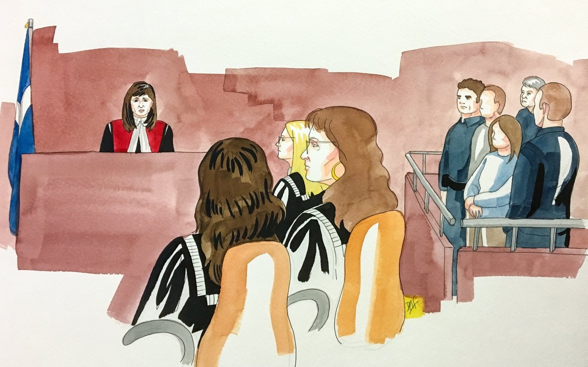 A court sketch of the two teens accused of second-degree murder in the killing of a 17-year-old on Nuns' Island, Weds. Nov. 21, 2018.