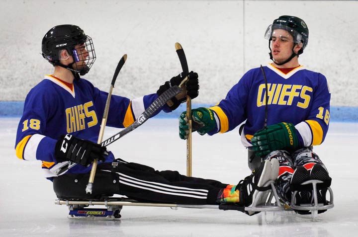 Paralyzed Humboldt Broncos players reunite on the ice