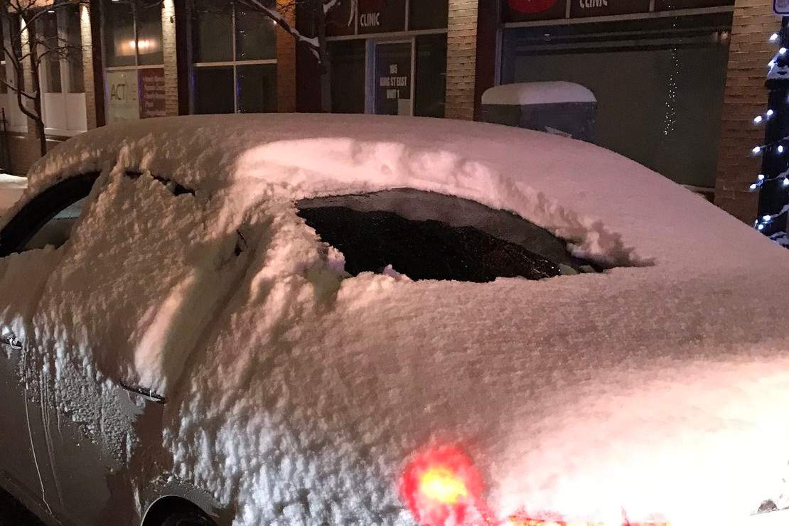 This driver received a $110 fine early Thursday morning for failing to clear his rear window completely.