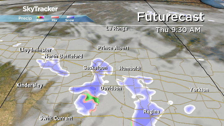 Snow will start off the day in Saskatoon on Thursday morning.