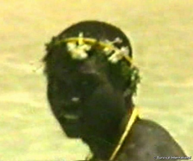 A Sentinelese tribesman is seen in this undated photo provided by NGO Survival International.